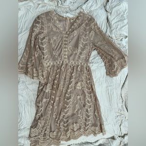 Size medium lacy beige dress, new without tags